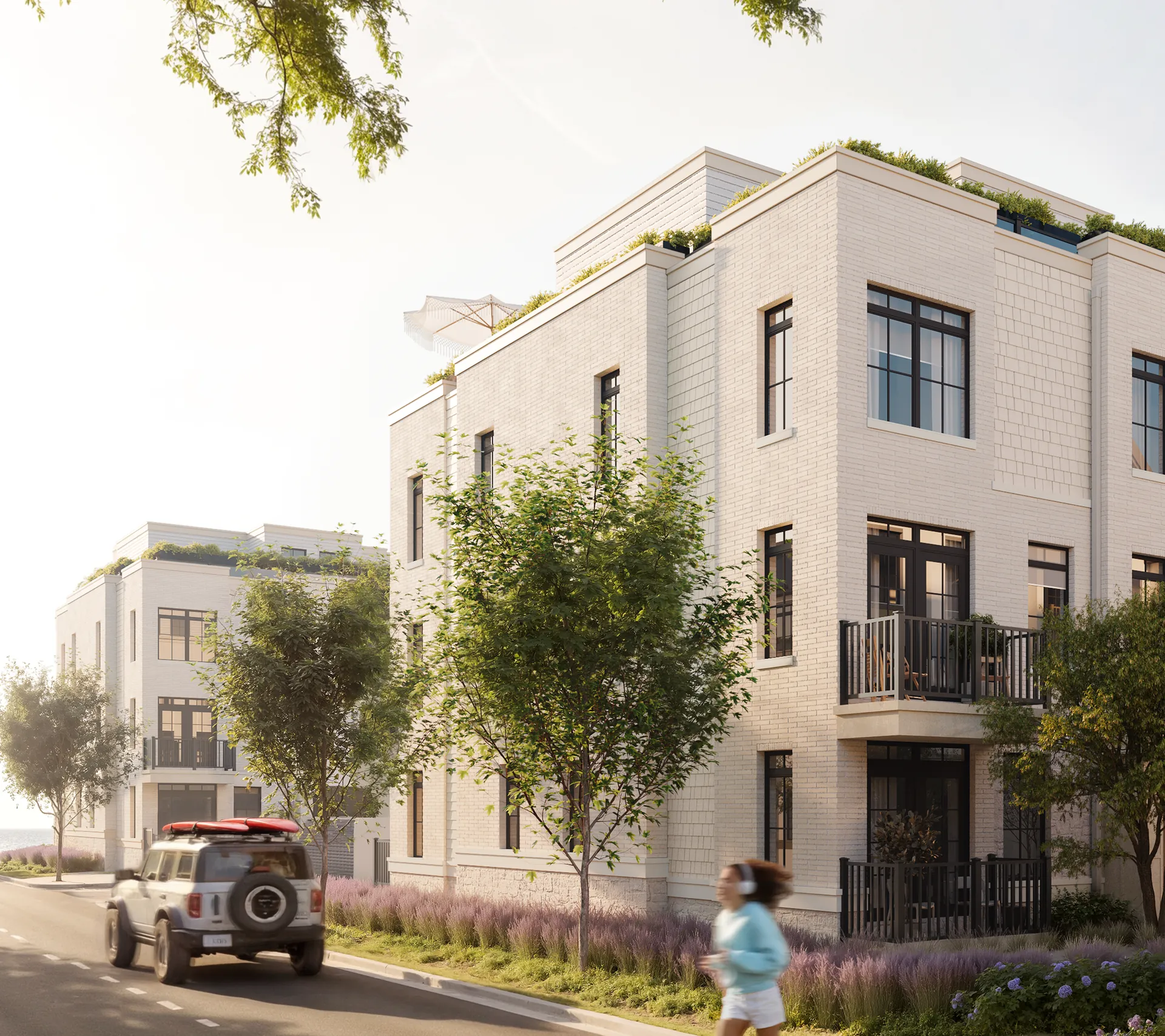 Street view of the South Banks townhomes